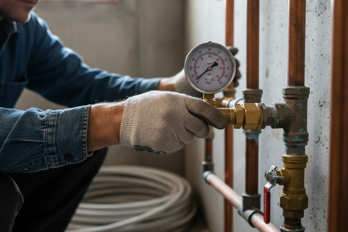 Pressure testing a repaired line during Water Line Repair in Andover